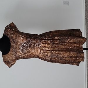 Unique Kensie copper shimmer/foil lace dress. Perfect for the holidays!
